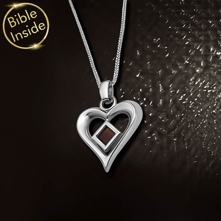 Unusual Christian Heart Necklaces With Micro Bible - My Nano Jewelry