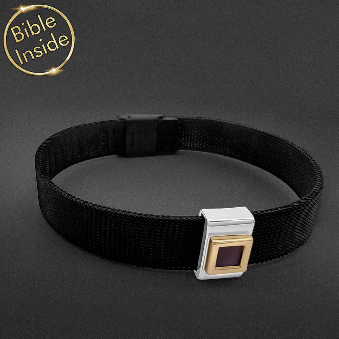 Christian Xmas Gift: Mens Bracelet With Nano Bible - My Nano Jewelry