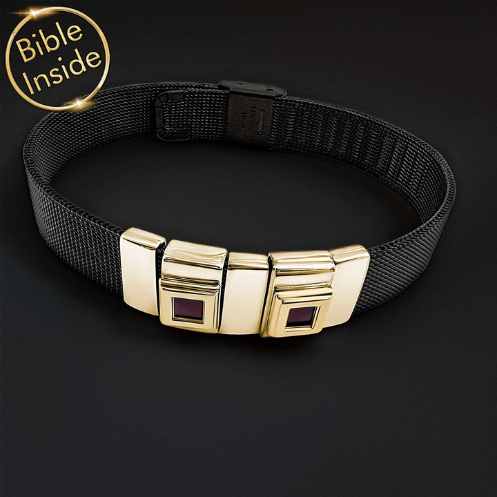 Men's Christian Gold Bracelets With Nano Bible - Nano Jewelry