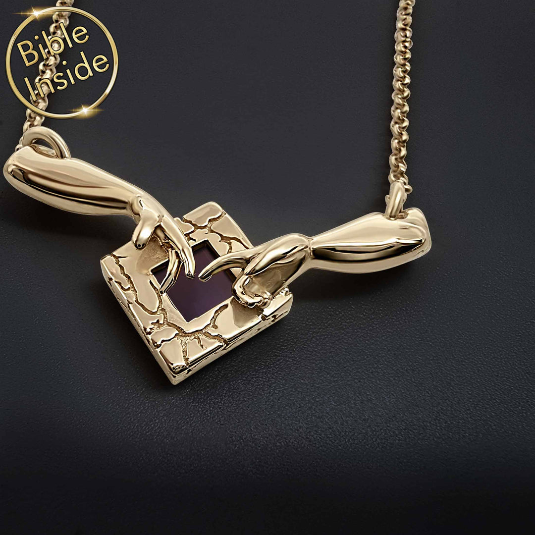 Bible Necklace Gold - The Creation Of Adam Necklace - My Nano Jewelry