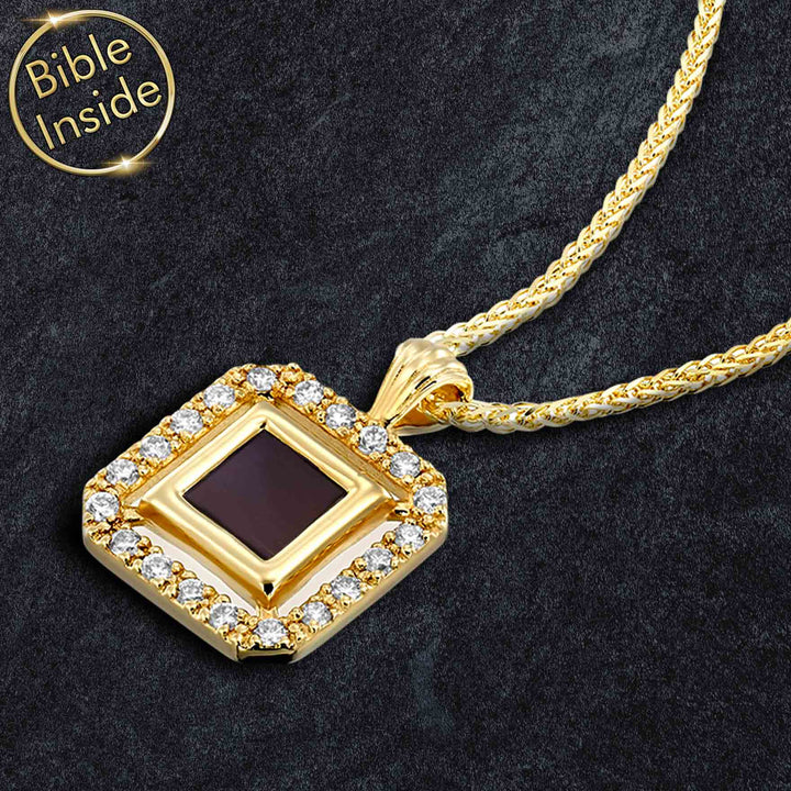 Christian Gold Pendant With Nano Bible - My Nano Jewelry