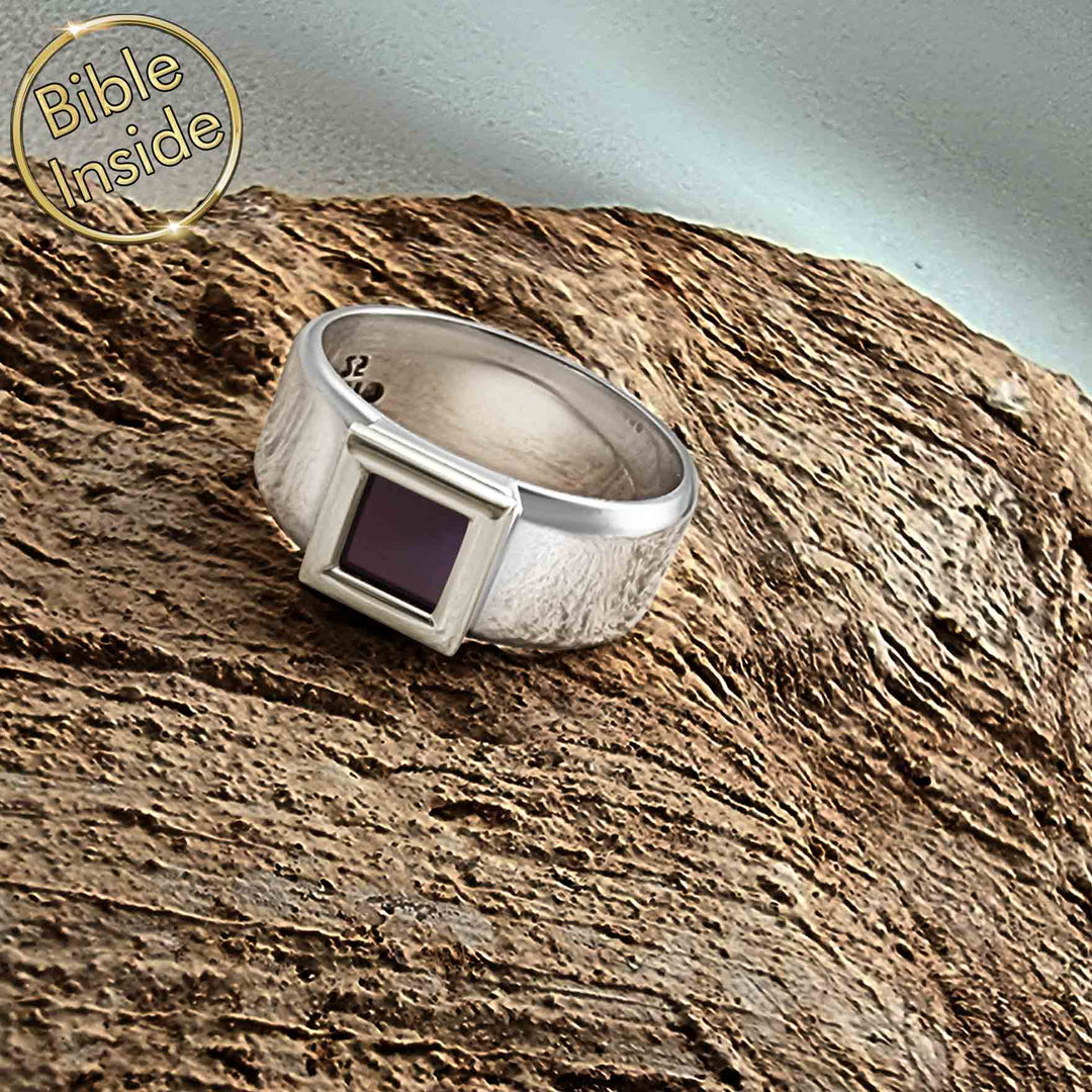 Silver Christian Rings With Nano Bible - My Nano Jewelry