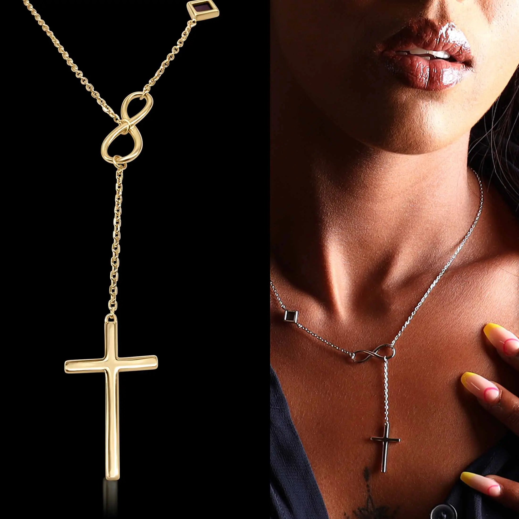 14k Gold offers Plated Designer Holy Cross Necklace