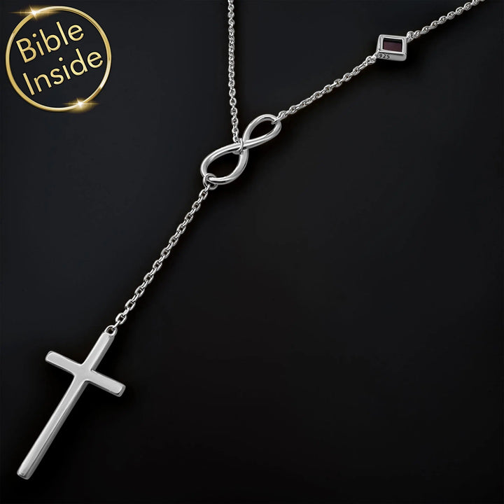 Infinity Cross Necklace Sterling Silver With Miniature Bible - My Nano Jewelry