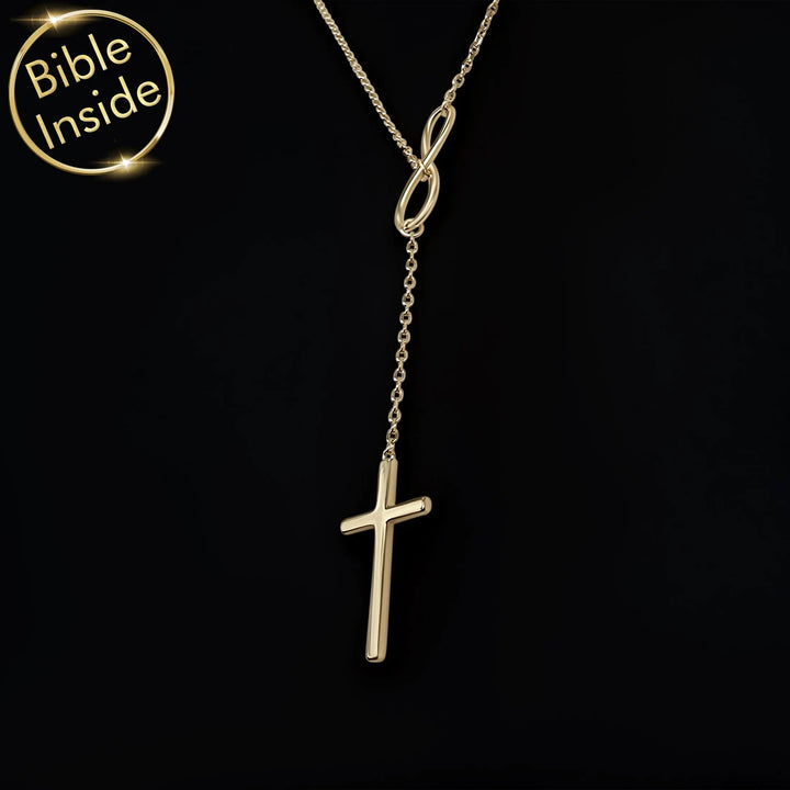 Infinity Symbol With Cross Necklace With Miniature Bible - My Nano Jewelry