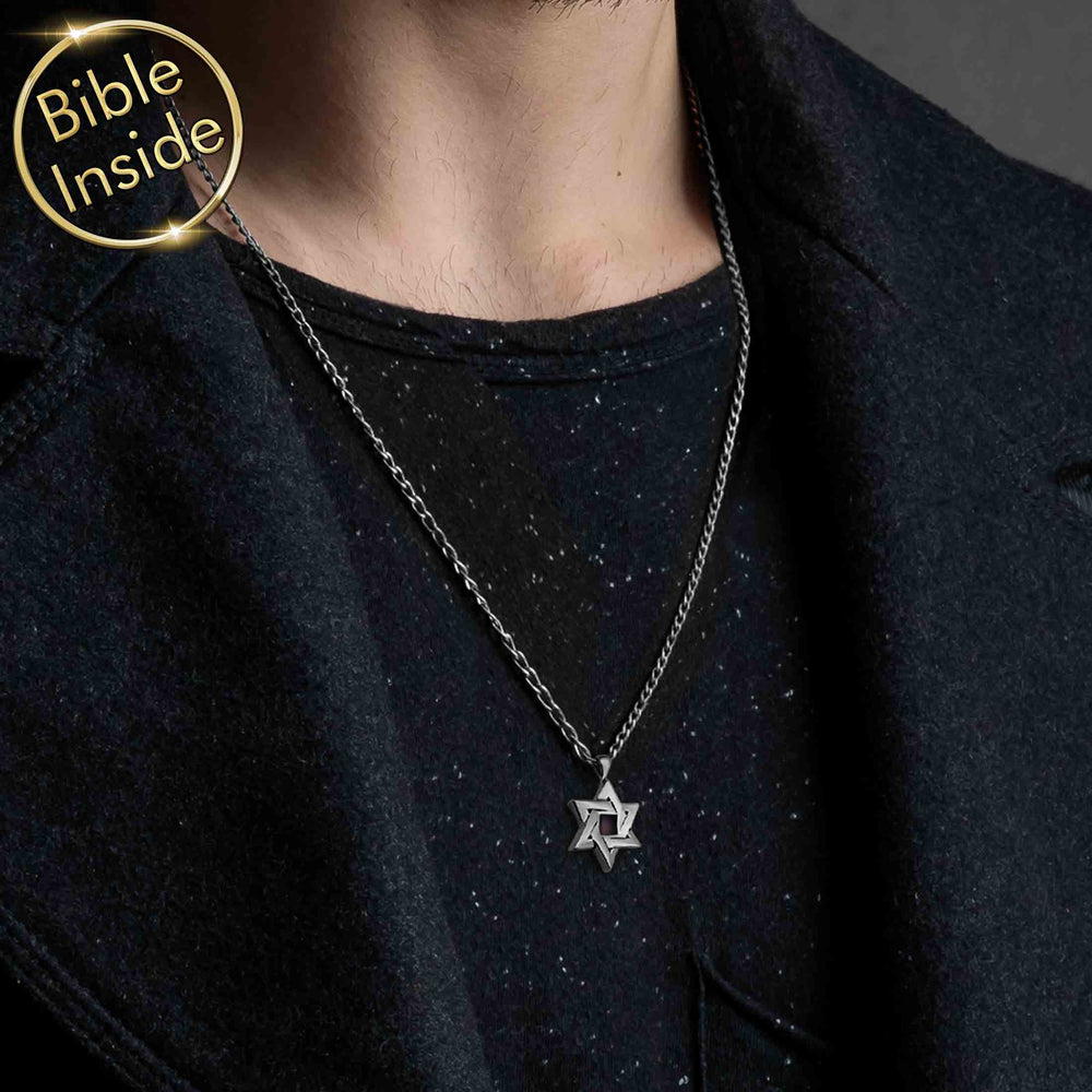 Men'S Star Of David Necklace With The Entire Bible - My Nano Bible Jewelry