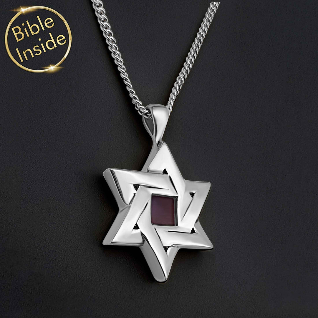 Star Of David Necklace Mens With The Entire Bible - My Nano Bible Jewelry