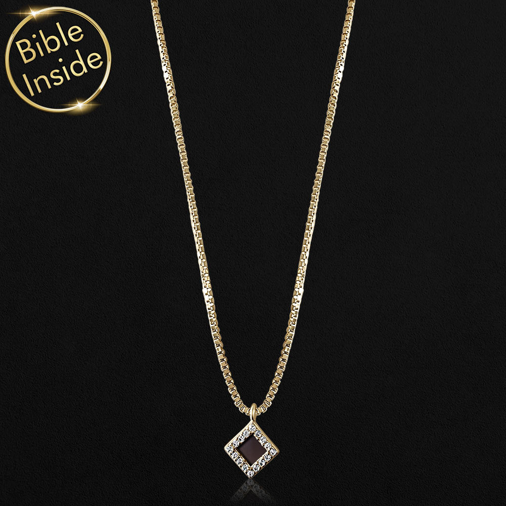Cool Christmas gifts for wife - modern rhombus design nano Bible necklace