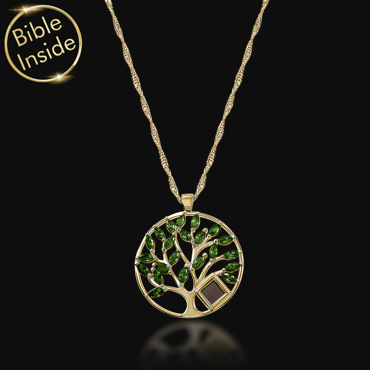 Bible on jewelry - Tree of Life necklace with nano scripture technology