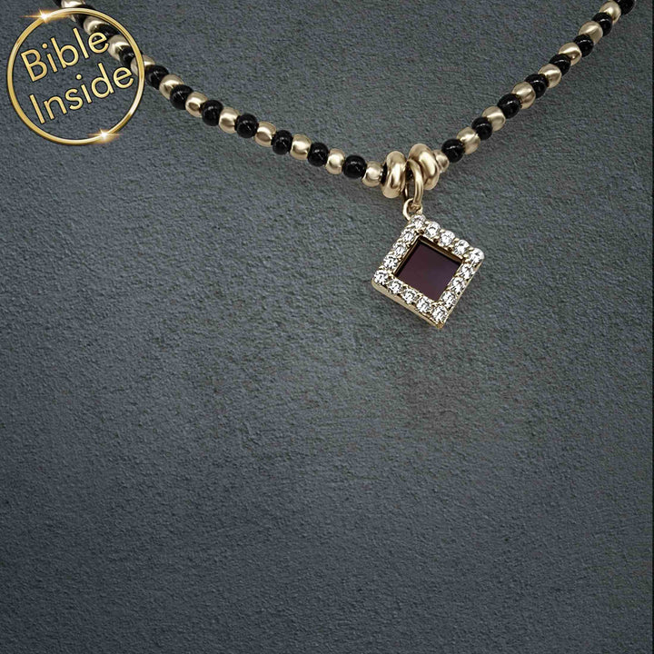 Bible verse gift necklace for women – onyx and nano Testament
