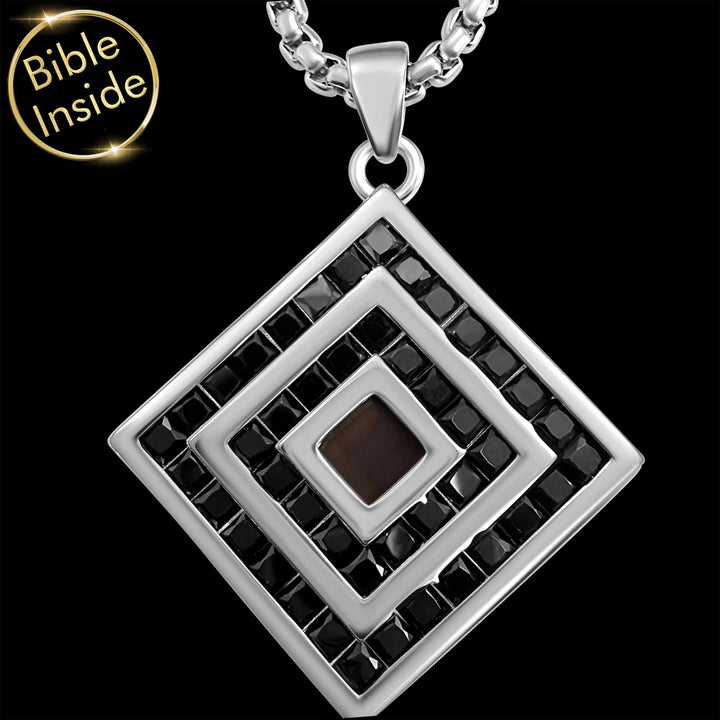 Women's Bible verse gift with rhombus pendant and CZ accents