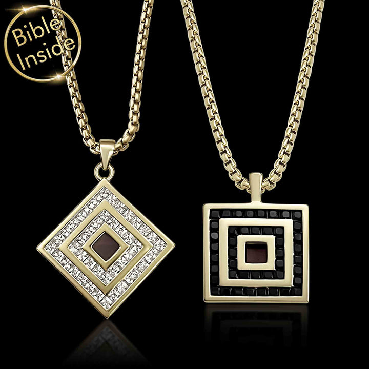 Minimalist Bible gift for women with rhombus charm and CZ stones