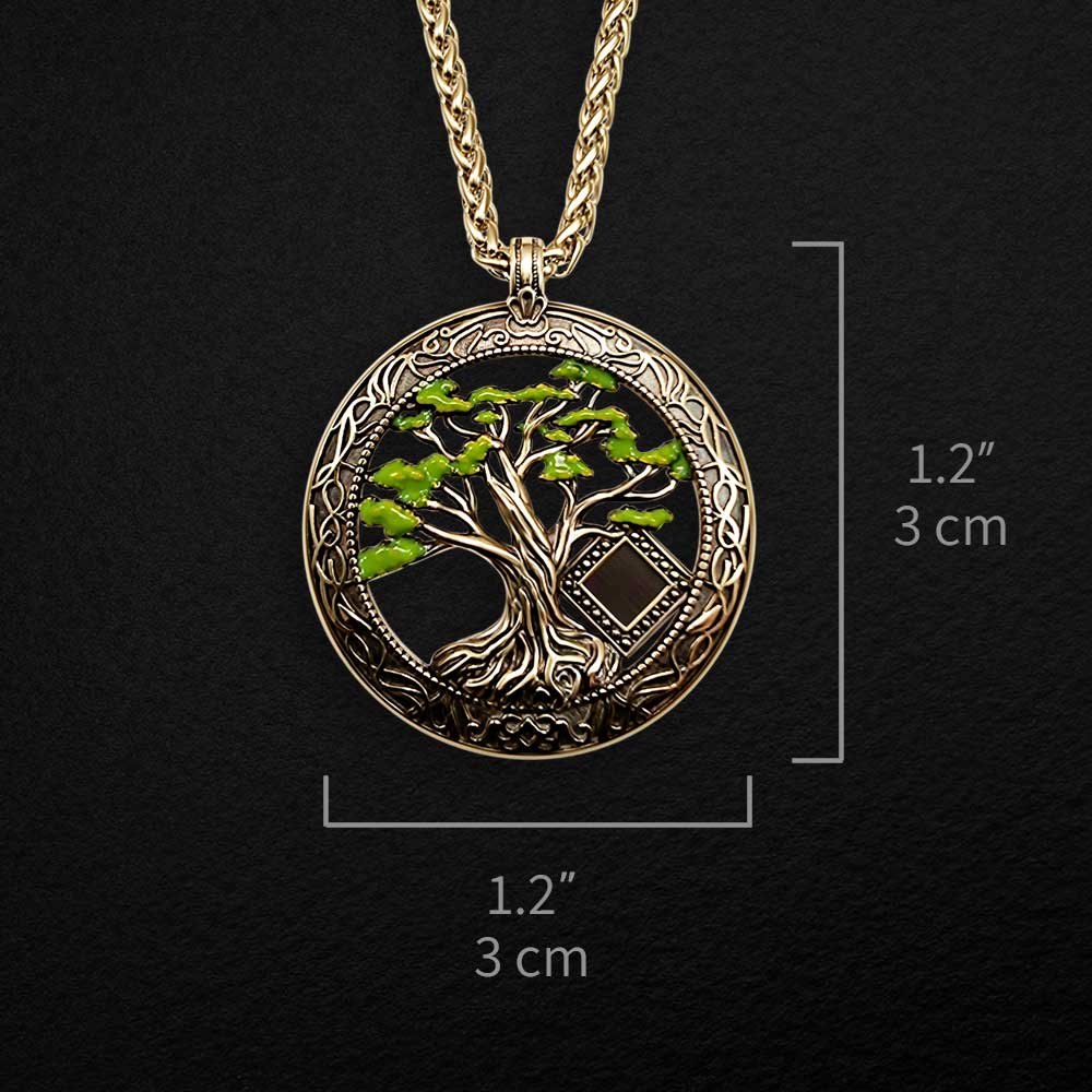Bible necklace featuring tree of life charm with nano Scripture