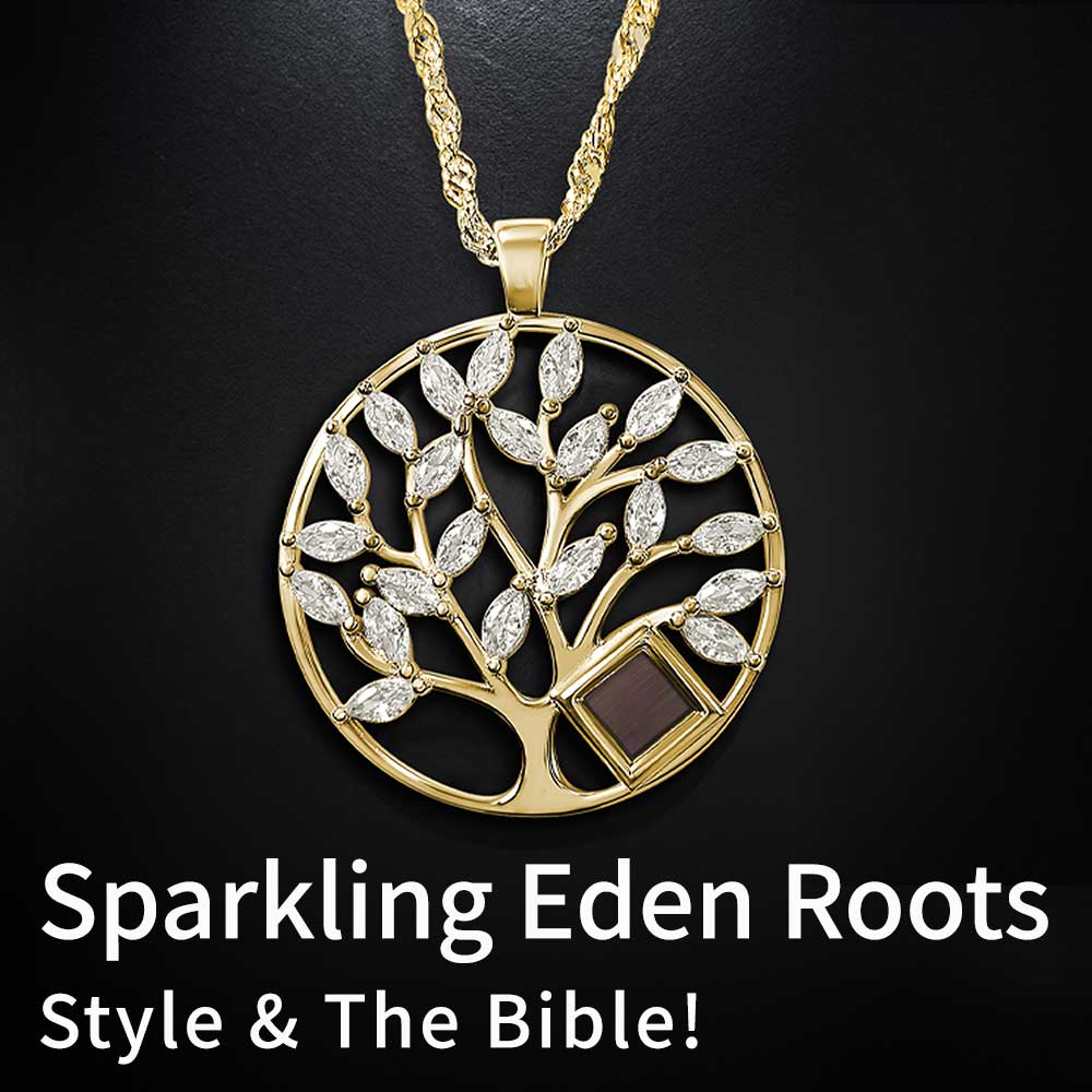 Gold-plated biblical necklace with Tree of Life design – Scripture inside pendant