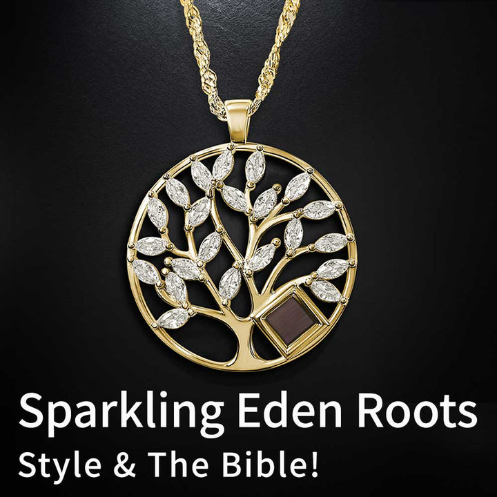 Gold-plated biblical necklace with Tree of Life design – Scripture inside pendant