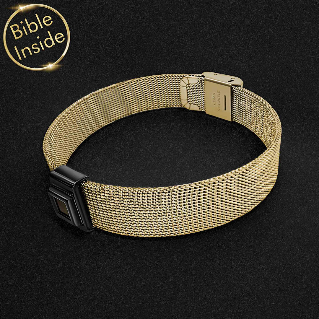 Bible verses bracelet with polished rectangular design – stylish Christian jewelry for men
