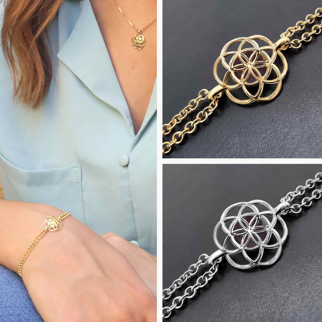 Bible quote bracelet with Harmony symbol in gold – nano Bible jewelry
