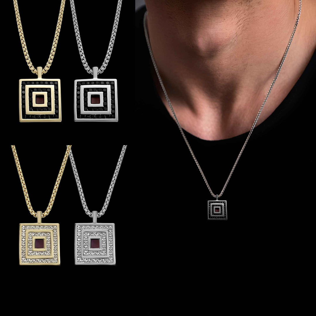 Bible necklaces for men with square nano chip pendant in silver
