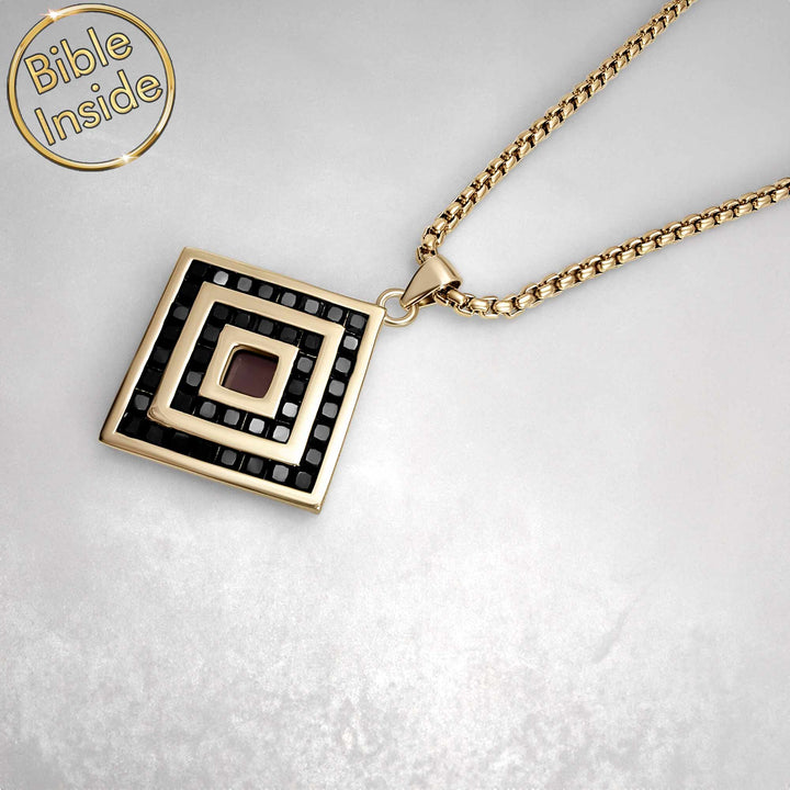 Elegant rhombus Bible verses gift necklace with hidden scripture chip