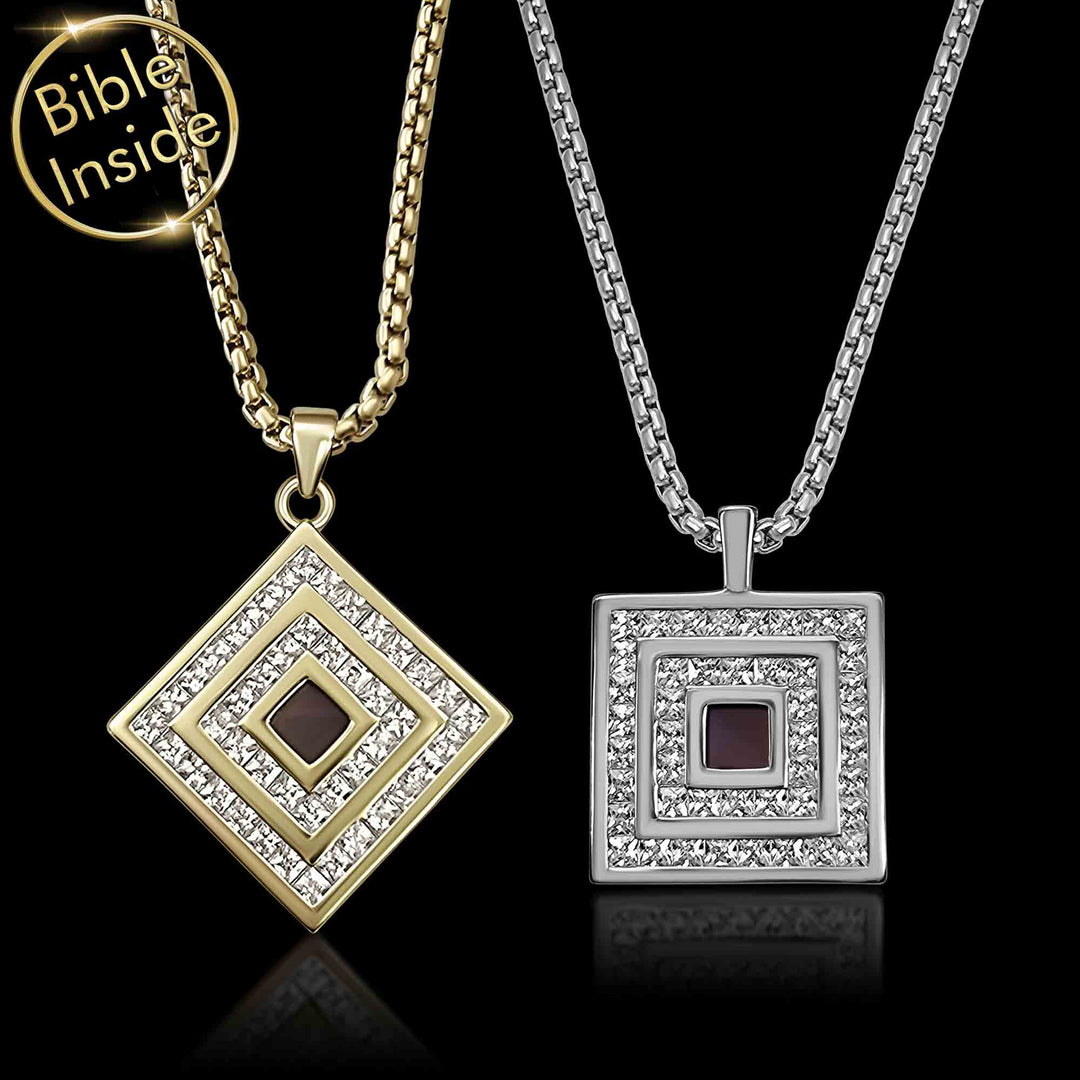 Gold rhombus necklace – Bible gifts for women with micro chip