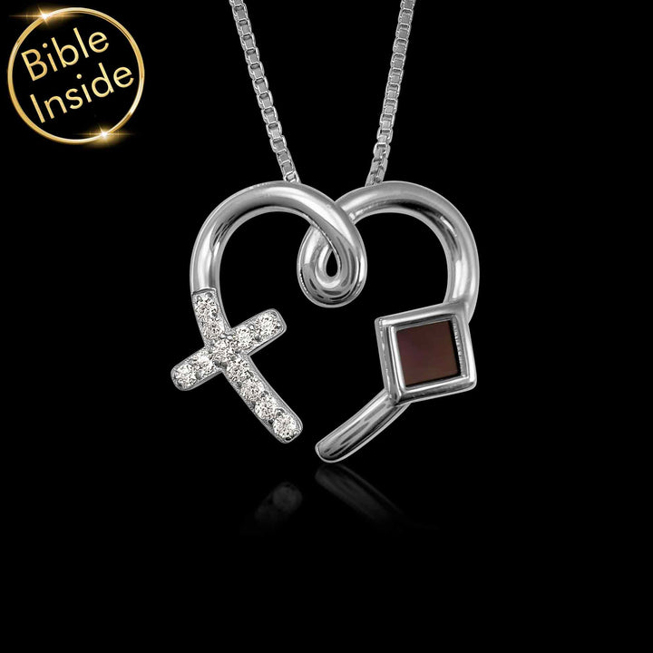 Elegant Bible on jewelry with heart symbol in sterling silver