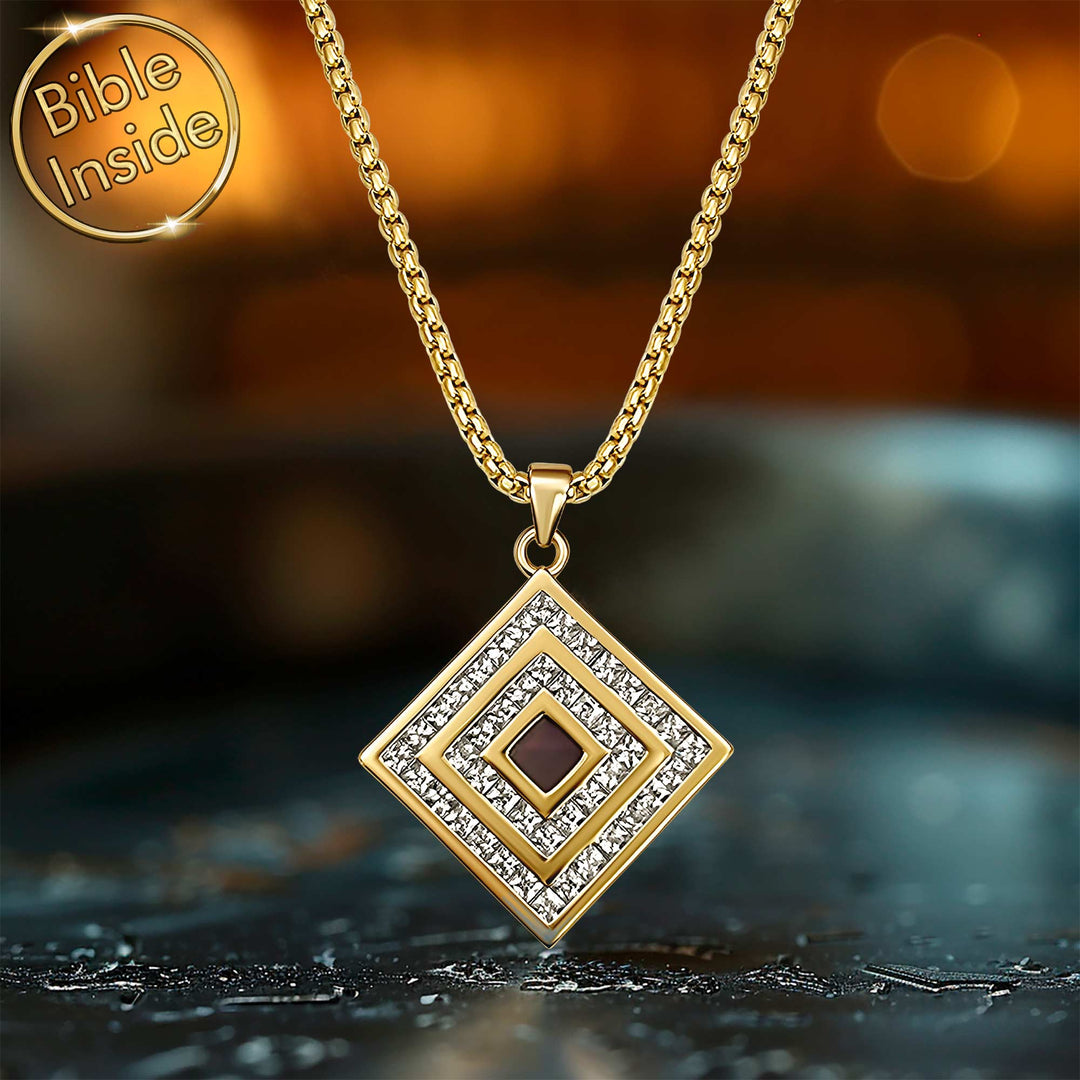 Women's biblical necklace with polished rhombus design for daily wear