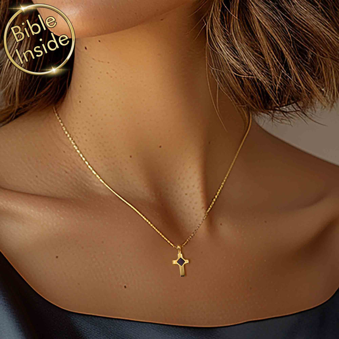 Biblical gift cross charm necklace for women minimalist Christian jewelry