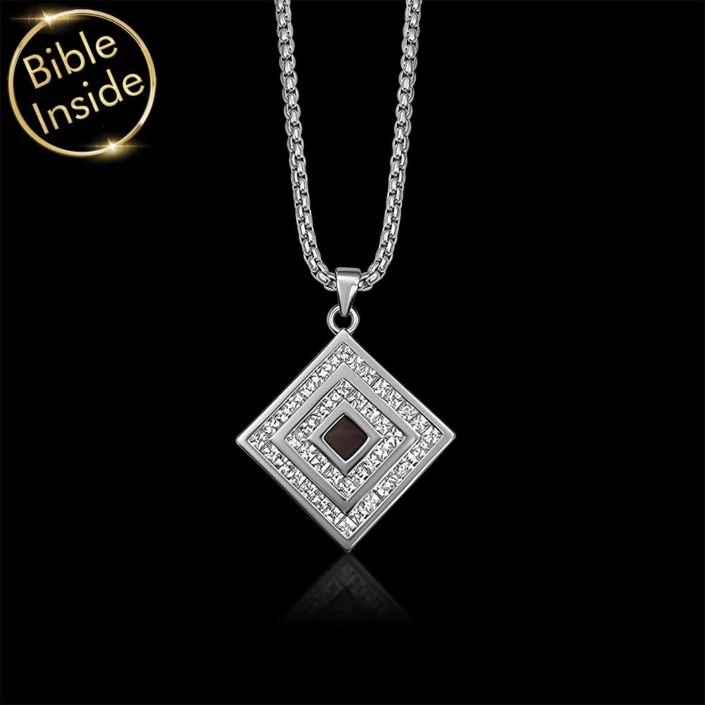 Elegant Bible gift jewelry with square pendant for daily wear