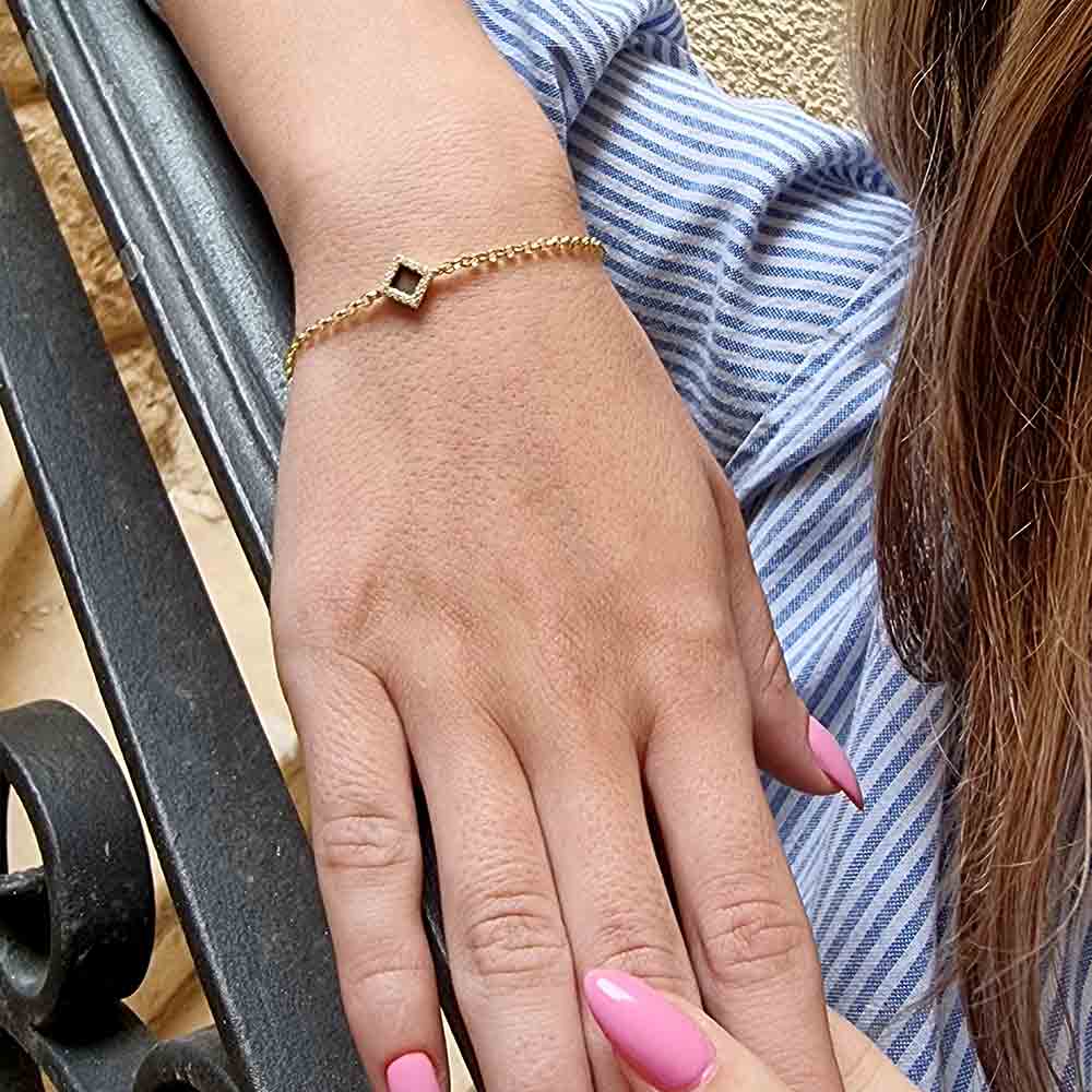 Gold Bible on jewelry bracelet with rhombus charm for Christian women