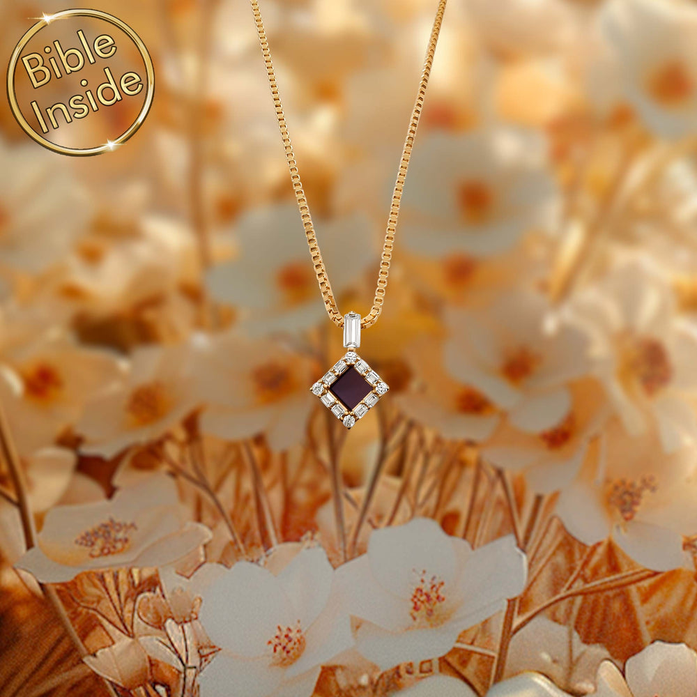 Gold Bible necklace with rhombus pendant for daily devotion