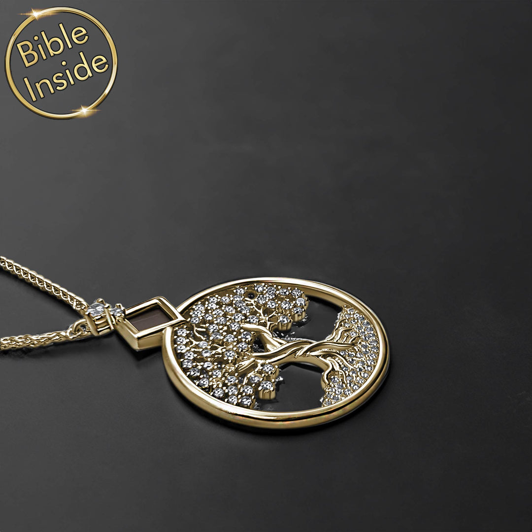 Nano Testament pendant necklace with tree of life for Christian believers