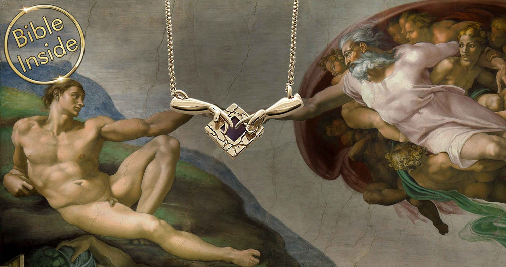 Silver Bible necklace with Genesis design for daily spiritual wear