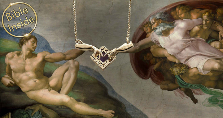 Silver Bible necklace with Genesis design for daily spiritual wear