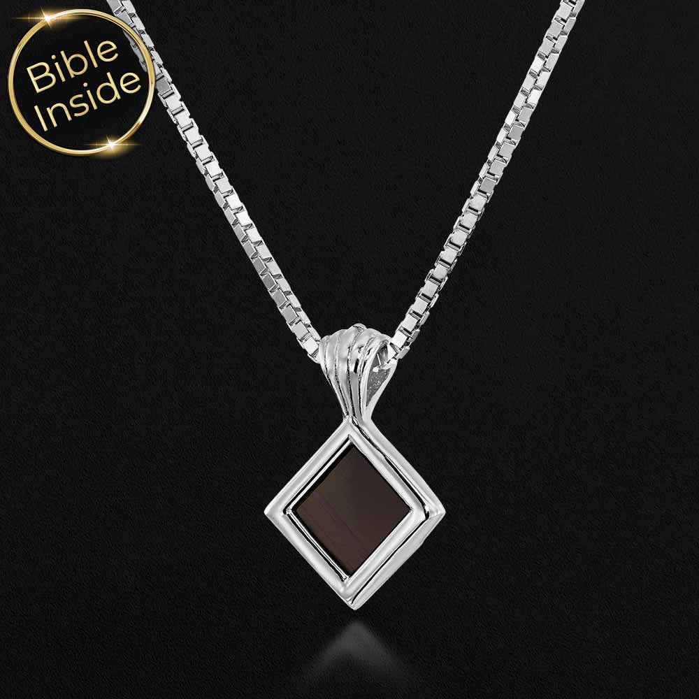 Micro Bible necklace with sophisticated rhombus pendant design