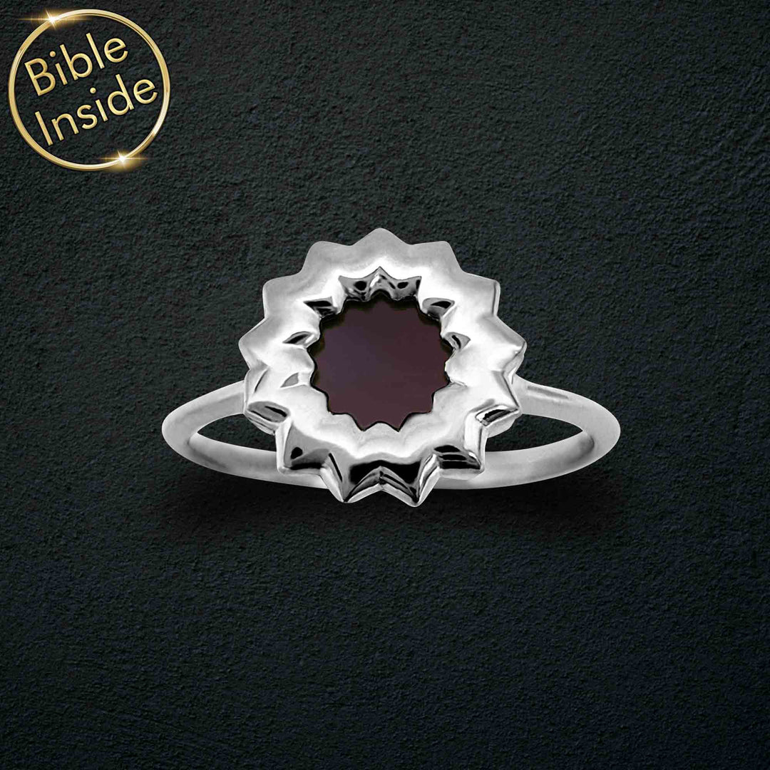 Christian gift for her – Bible verse flower ring with nano technology
