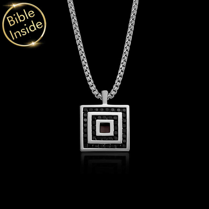 Bible necklaces featuring minimalist square design in sterling silver