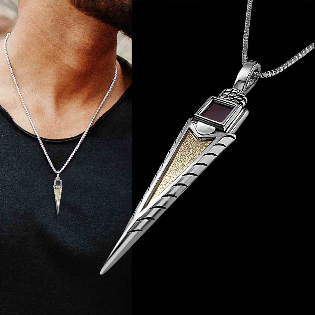 Biblical gift for men - Guardian arrow pendant necklace with Nano Bible chip