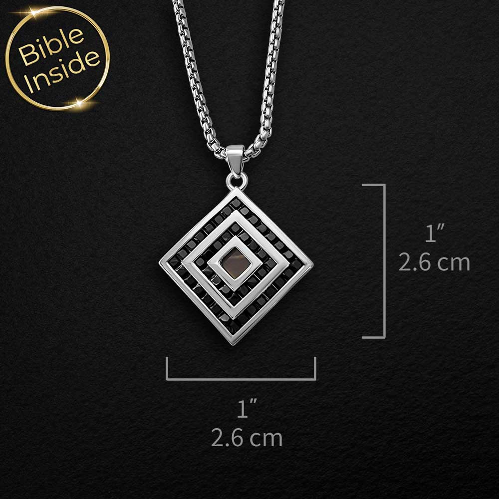 Square Christian gift with Bible verses – minimalist faith jewelry