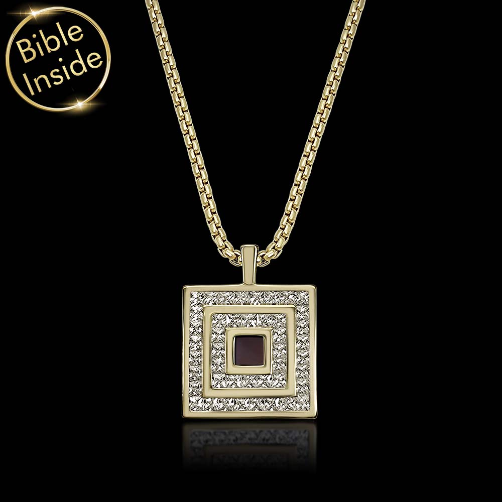 Square pendant Bible jewelry for men, unique Christian gift