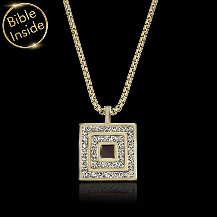 Square pendant Bible jewelry for men, unique Christian gift