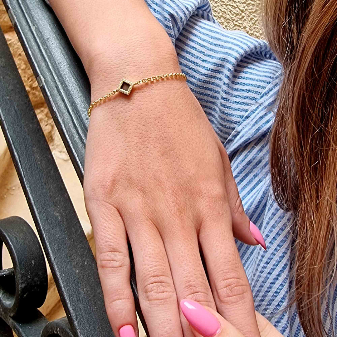 Gold-plated Bible on jewelry bracelet with sparkling CZ stones