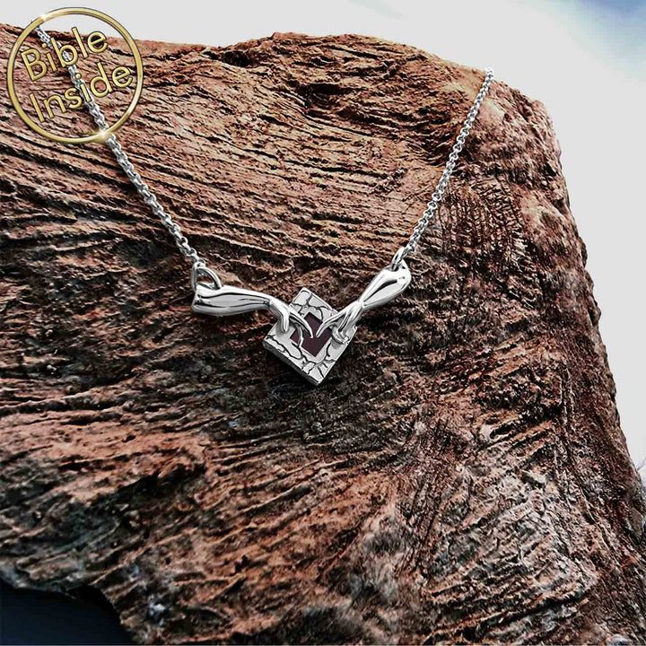 Bible necklace with Genesis charm for modern Christian believers