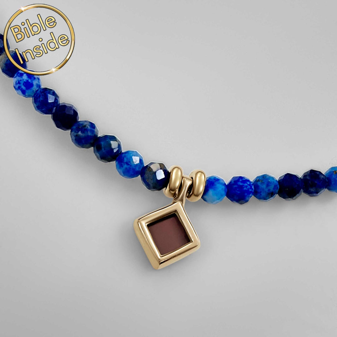 Women's Bible necklace featuring polished square pendant in stainless steel