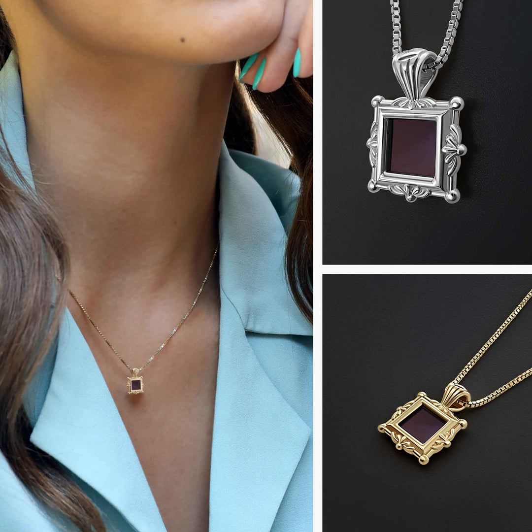 Bible necklace with square pendant and nano chip – Christian jewelry