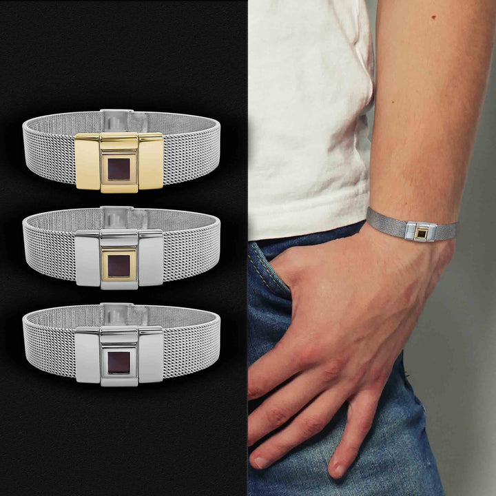 Christian bracelet for men with nano Bible chip – minimalist stainless steel design