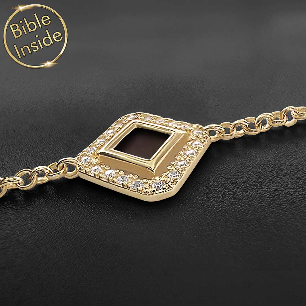 Women's Christian bracelet with diamond-shaped pendant - My Nano Jewelry