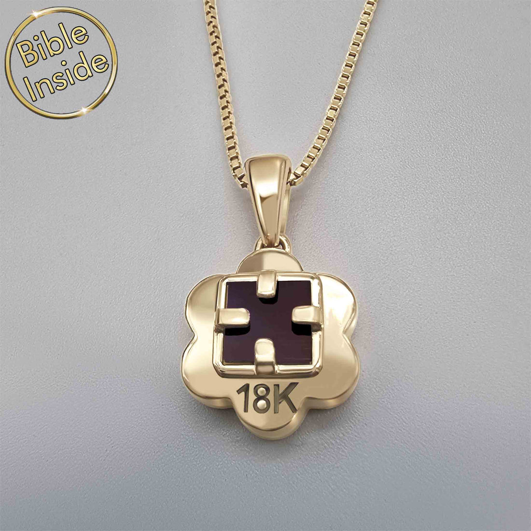 Gold Christian necklace alternative – elegant flower design

