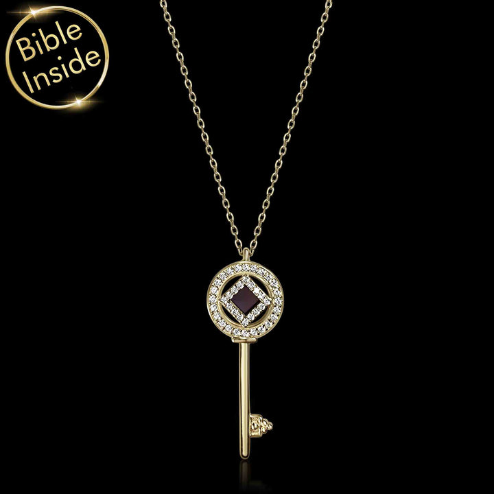 Gold key pendant, thoughtful Christmas gift for Christian girlfriend
