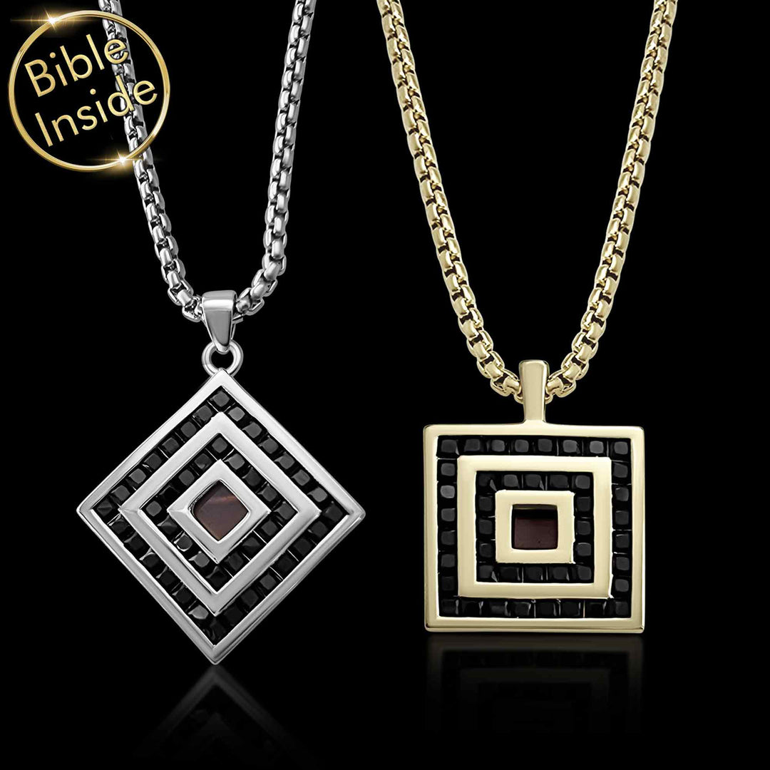 Christian jewelry women love – polished rhombus with micro Bible