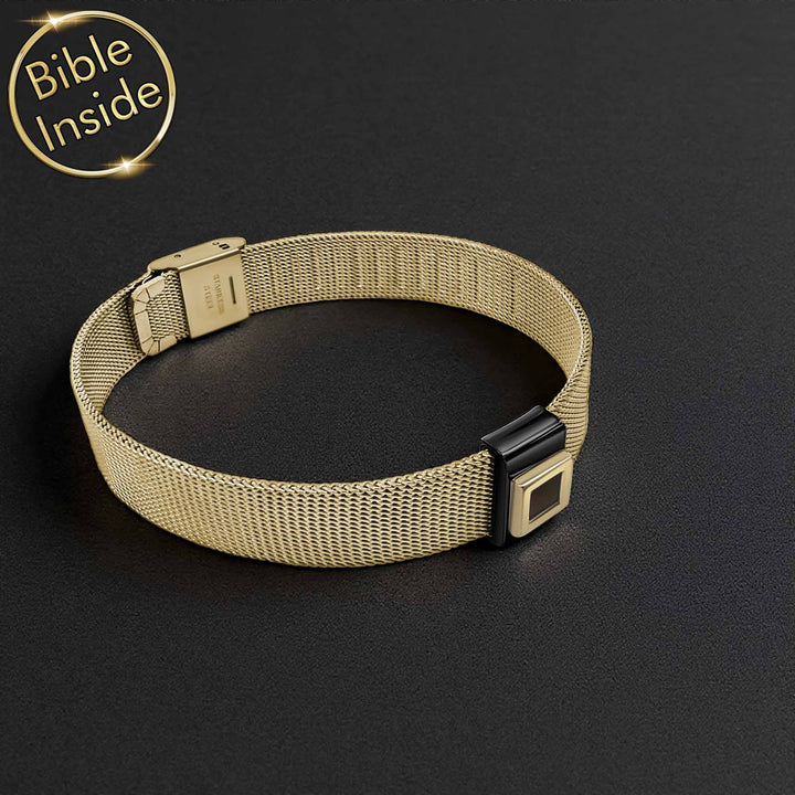 Christian Christmas gift bracelet for men with modern rectangular design